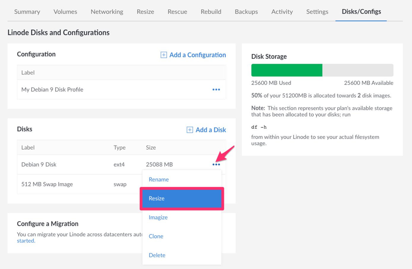 View your disk storage allocator