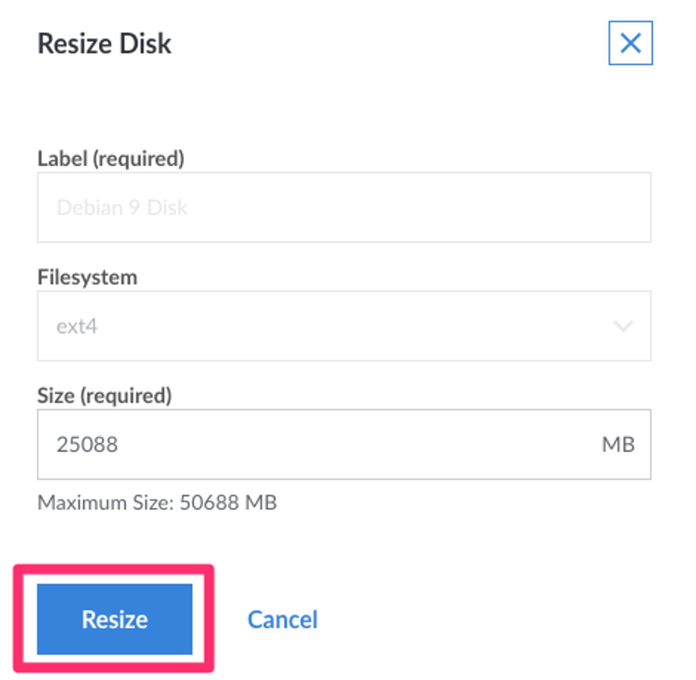 Resize your disk